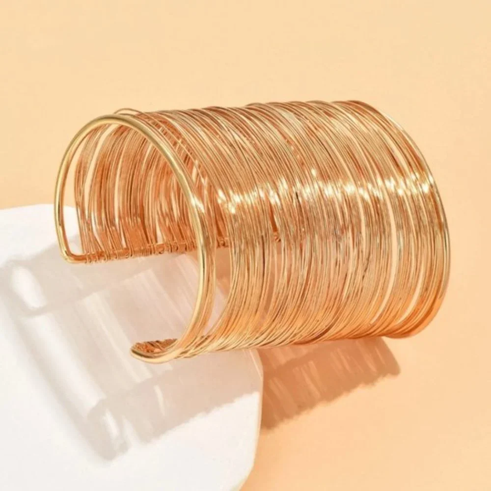 Gold Minimalist Cuff Bangle - Picture 4 of 4